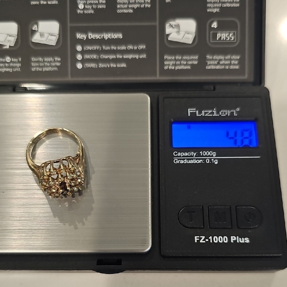 Antique 18k Gold Filled Ring with champagne Accents 9 - Picture 2 of 3